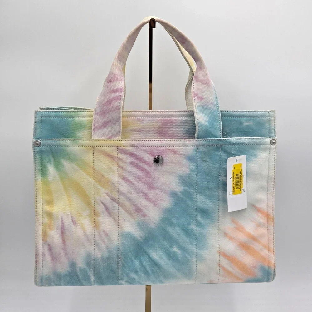 Coach NEW Rainbow Tie Dye Cargo Tote Bag CU128 Canvas‎ 2-Way Purse - Picture 2 of 9